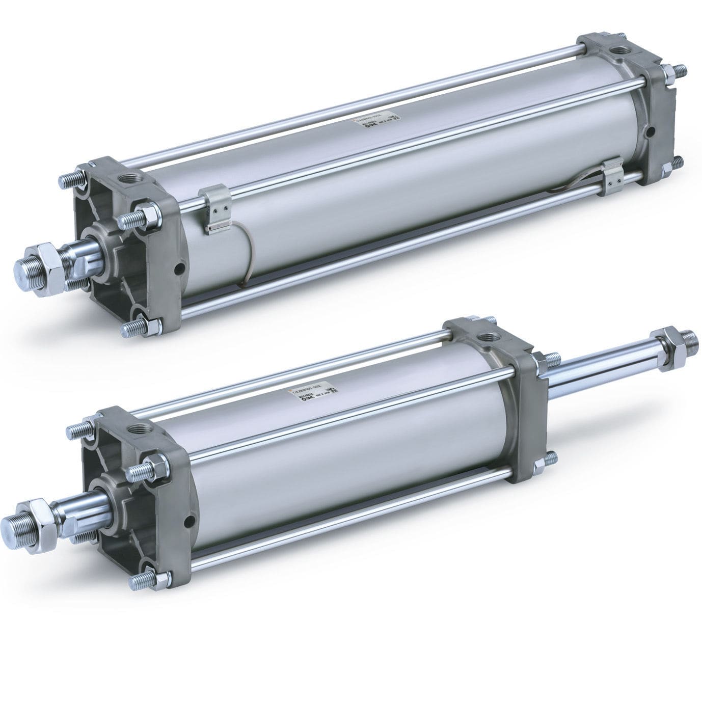 Pneumatic cylinder / double-rod / double-acting / compact